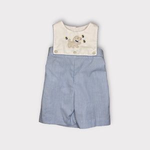 Southern Sunshine Playful Dog Pinstripe Romper